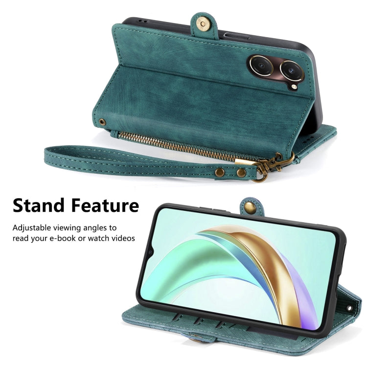 For vivo Y37 Geometric Zipper Wallet Side Buckle Leather Phone Case