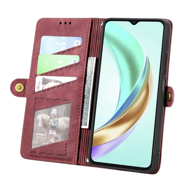 For vivo Y37 Geometric Zipper Wallet Side Buckle Leather Phone Case