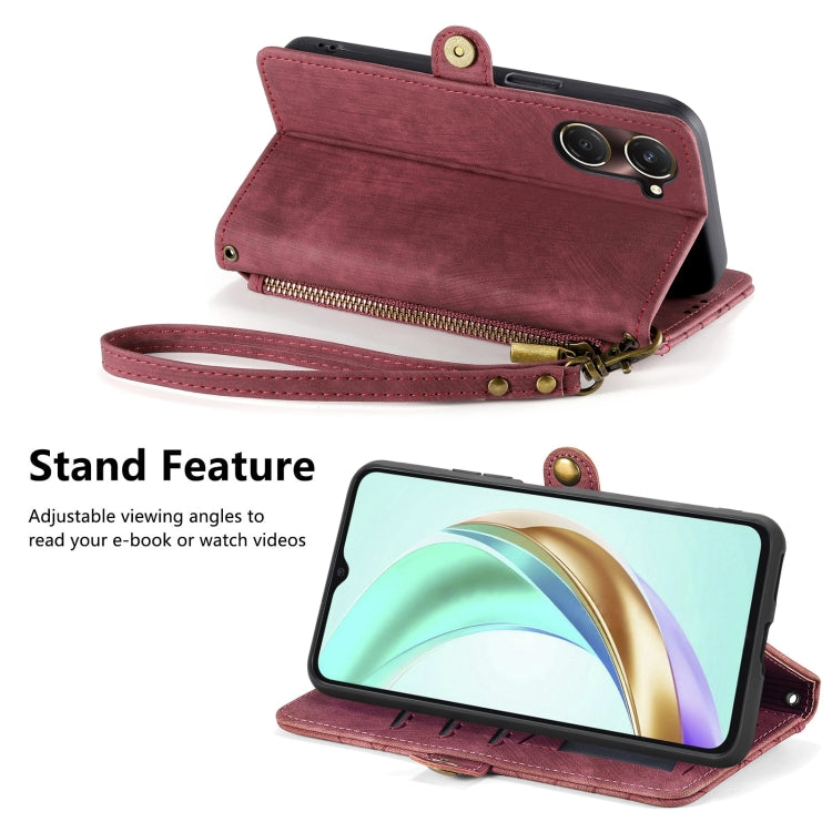 For vivo Y37 Geometric Zipper Wallet Side Buckle Leather Phone Case