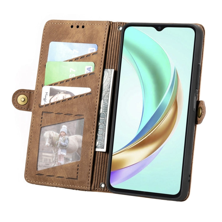 For vivo Y37 Geometric Zipper Wallet Side Buckle Leather Phone Case