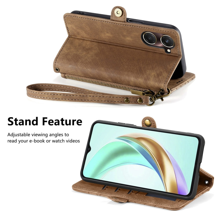 For vivo Y37 Geometric Zipper Wallet Side Buckle Leather Phone Case