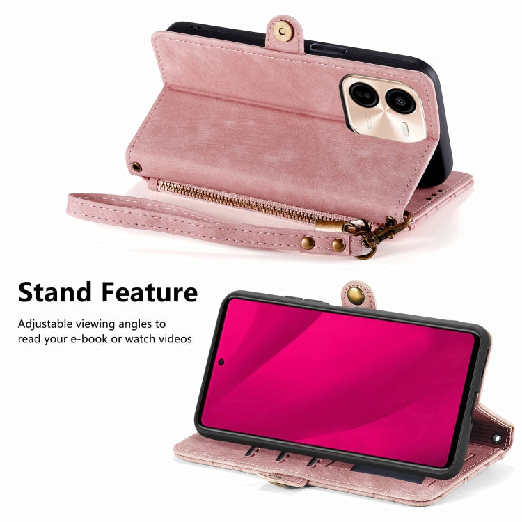 For vivo Y37 Pro Geometric Zipper Wallet Side Buckle Leather Phone Case