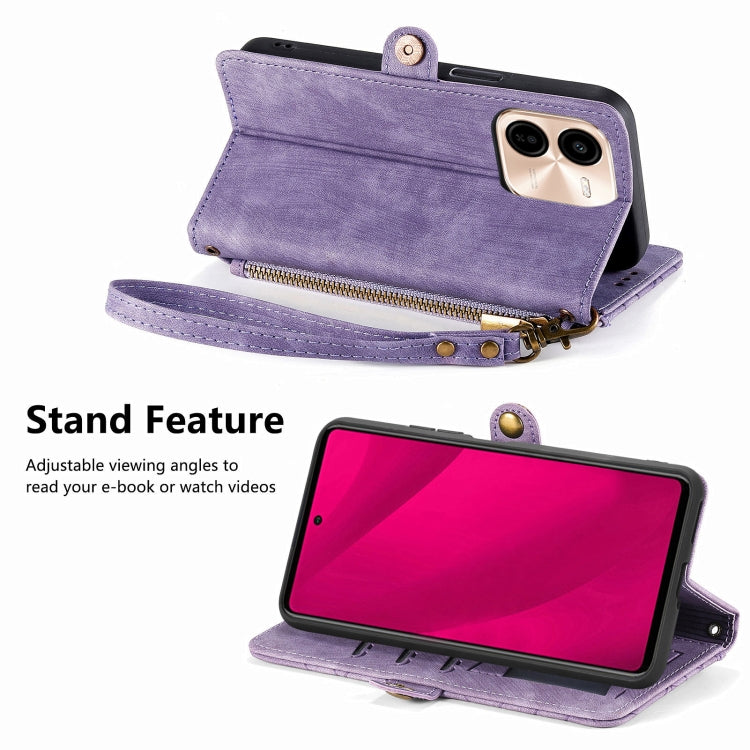 For vivo Y37 Pro Geometric Zipper Wallet Side Buckle Leather Phone Case