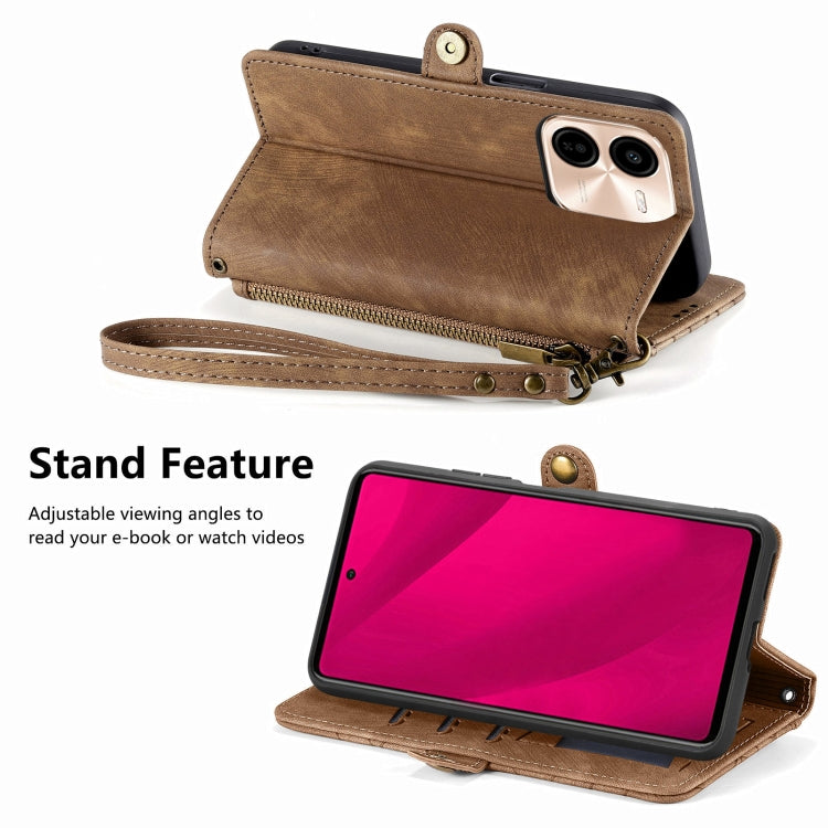 For vivo Y37 Pro Geometric Zipper Wallet Side Buckle Leather Phone Case