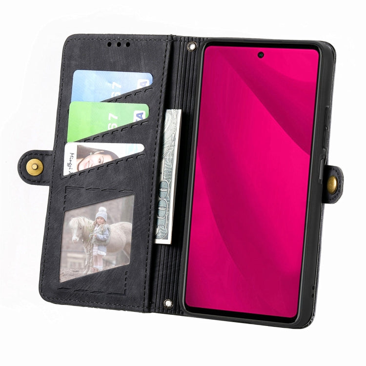 For vivo Y37 Pro Geometric Zipper Wallet Side Buckle Leather Phone Case
