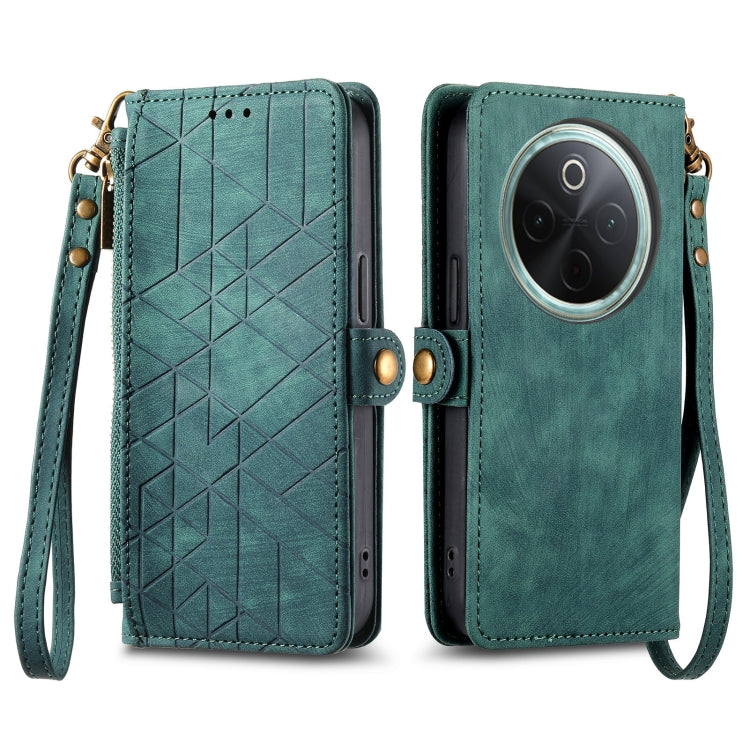 For vivo Y300 Pro Geometric Zipper Wallet Side Buckle Leather Phone Case