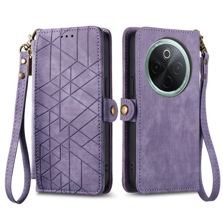 For vivo Y300 Pro Geometric Zipper Wallet Side Buckle Leather Phone Case