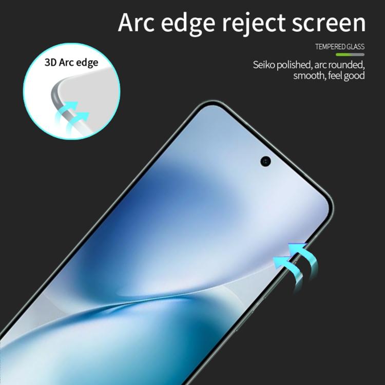 For vivo X200s MOFI 9H 3D Explosion-proof Curved Screen Tempered Glass Film - Black