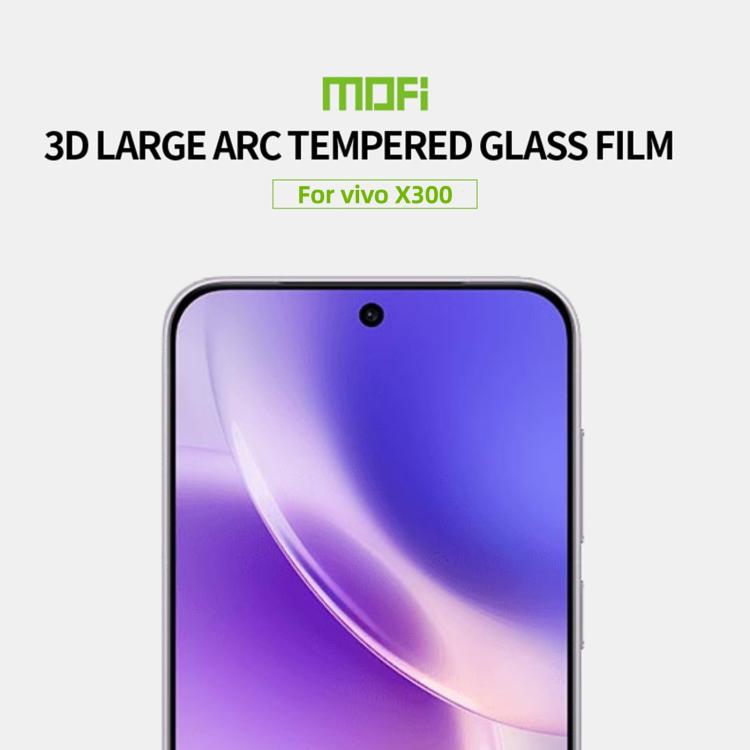 For vivo X300 Unlock MOFI 9H 3D Explosion-proof Curved Screen Tempered Glass Film - Black