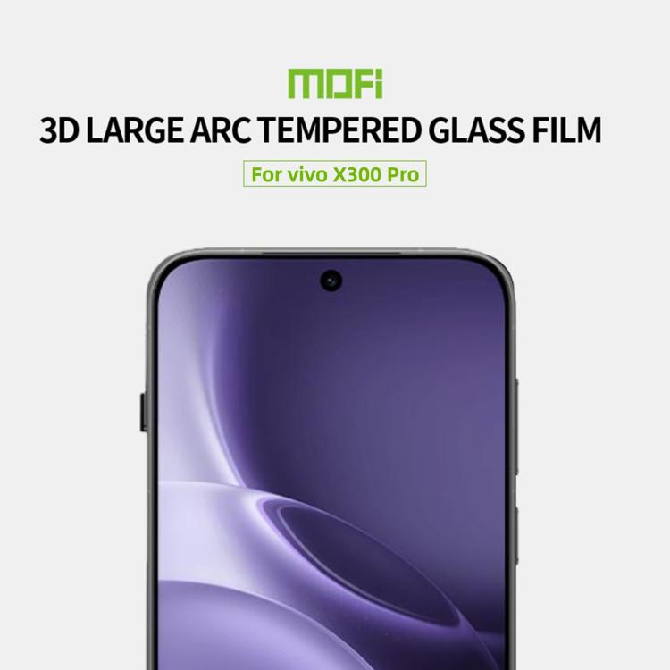 For vivo X300 Pro Unlock MOFI 9H 3D Explosion-proof Curved Screen Tempered Glass Film - Black
