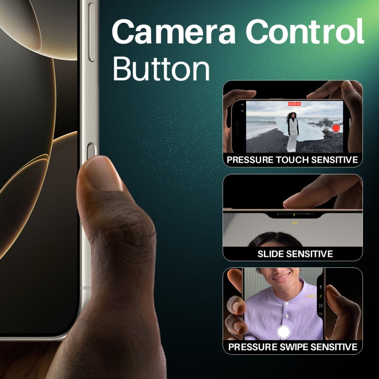 For iPhone 16 / 16 Plus / 16 Pro / 16 Pro Max NORTHJO 2Pcs Camera Control Button Protector Tempered Glass Film