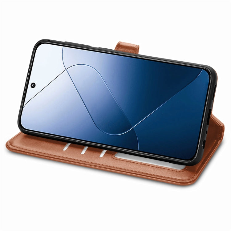 For Xiaomi 14T Pro Retro Solid Color Buckle Leather Phone Case