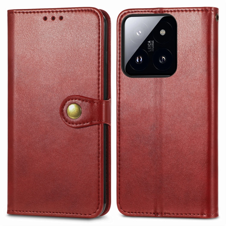 For Xiaomi 14T Pro Retro Solid Color Buckle Leather Phone Case