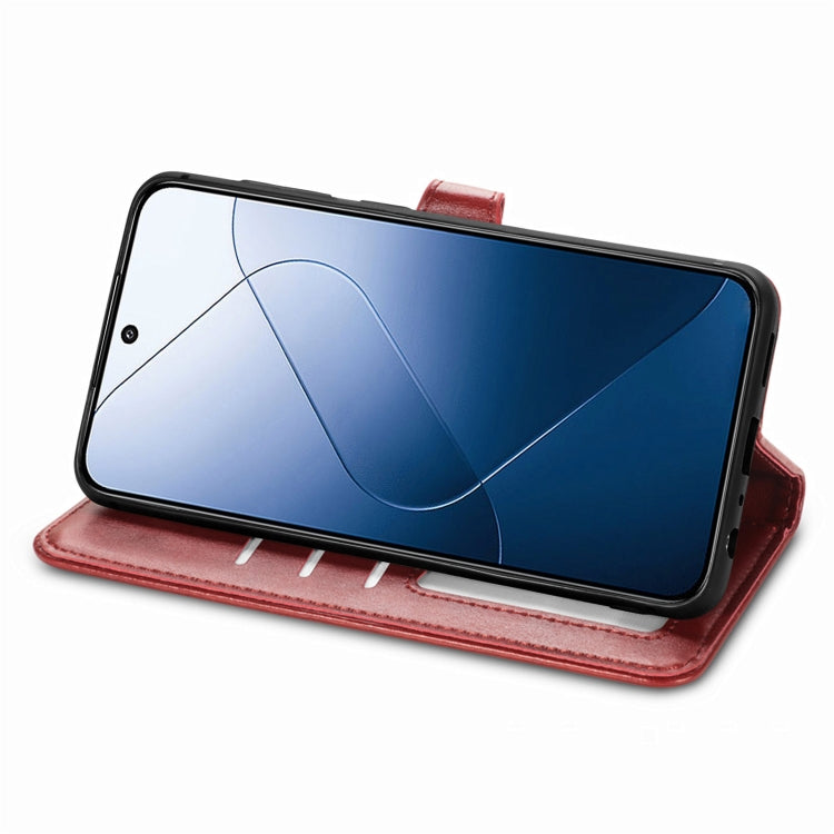 For Xiaomi 14T Pro Retro Solid Color Buckle Leather Phone Case