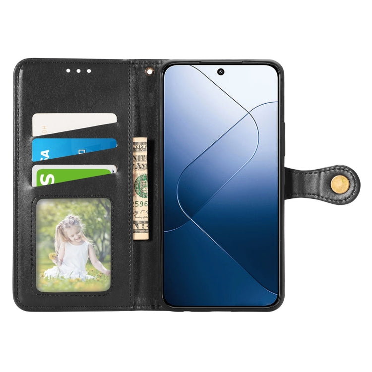 For Xiaomi 14T Retro Solid Color Buckle Leather Phone Case