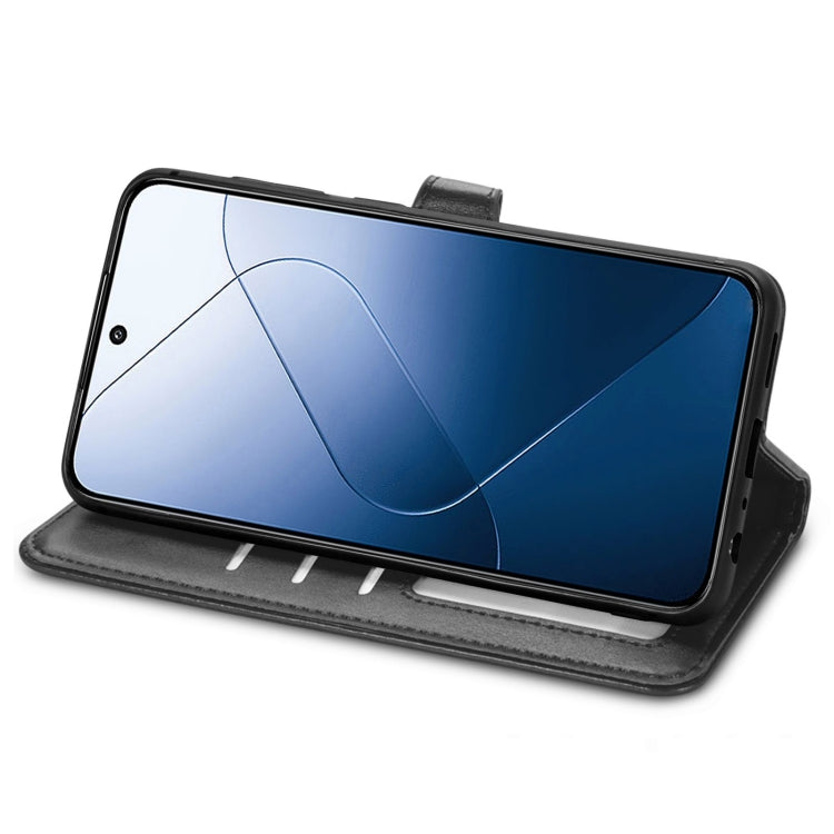 For Xiaomi 14T Retro Solid Color Buckle Leather Phone Case