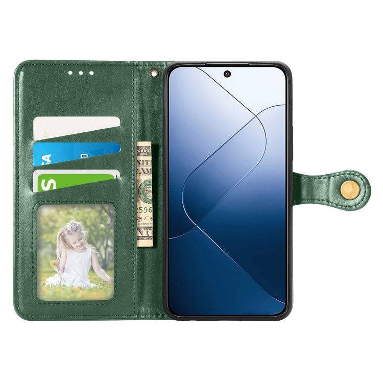 For Xiaomi 14T Retro Solid Color Buckle Leather Phone Case