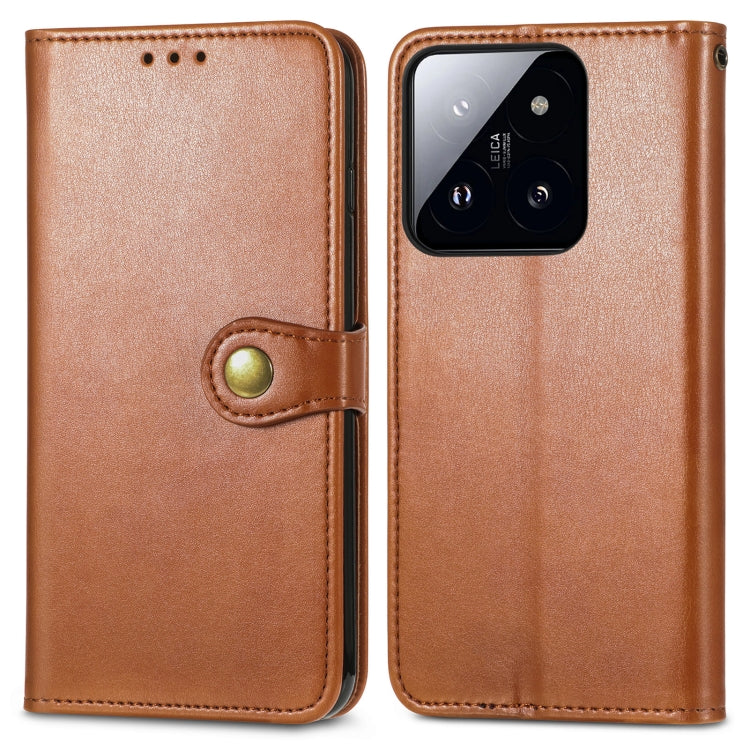 For Xiaomi 14T Retro Solid Color Buckle Leather Phone Case