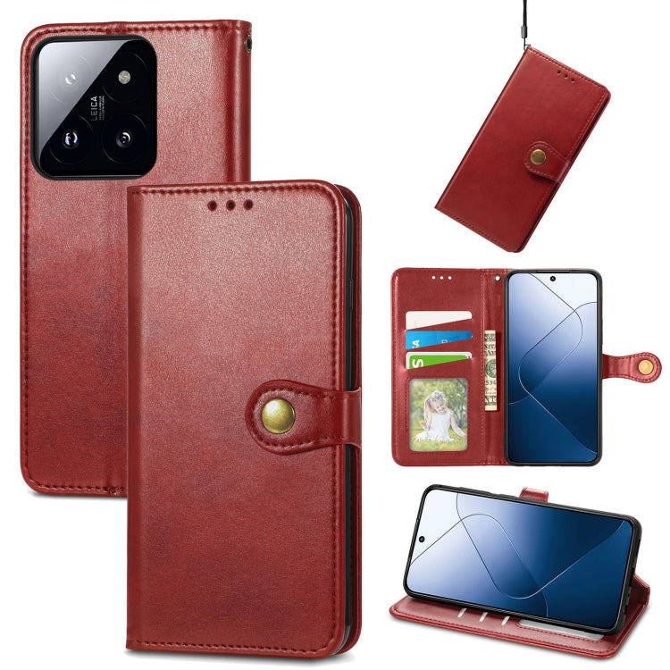 For Xiaomi 14T Retro Solid Color Buckle Leather Phone Case