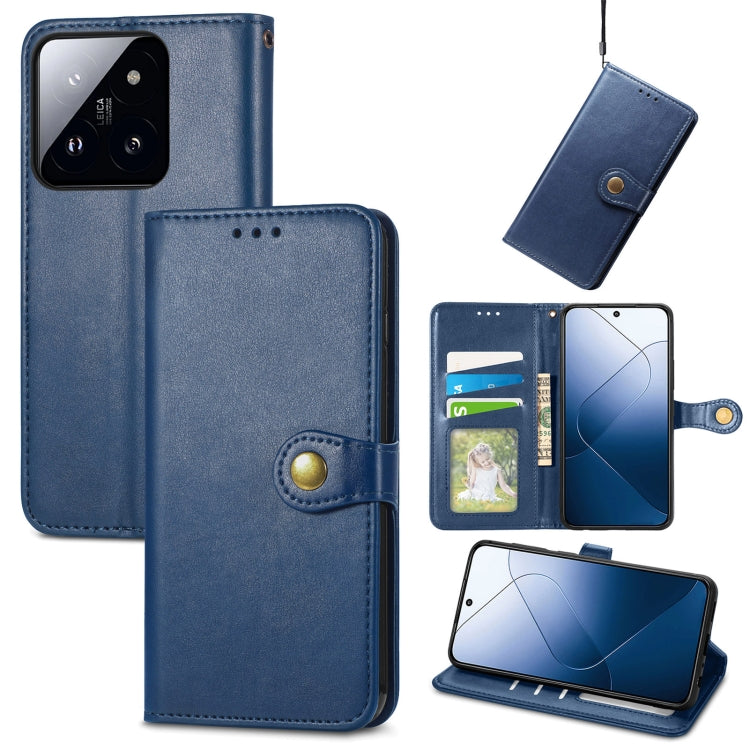 For Xiaomi 14T Retro Solid Color Buckle Leather Phone Case