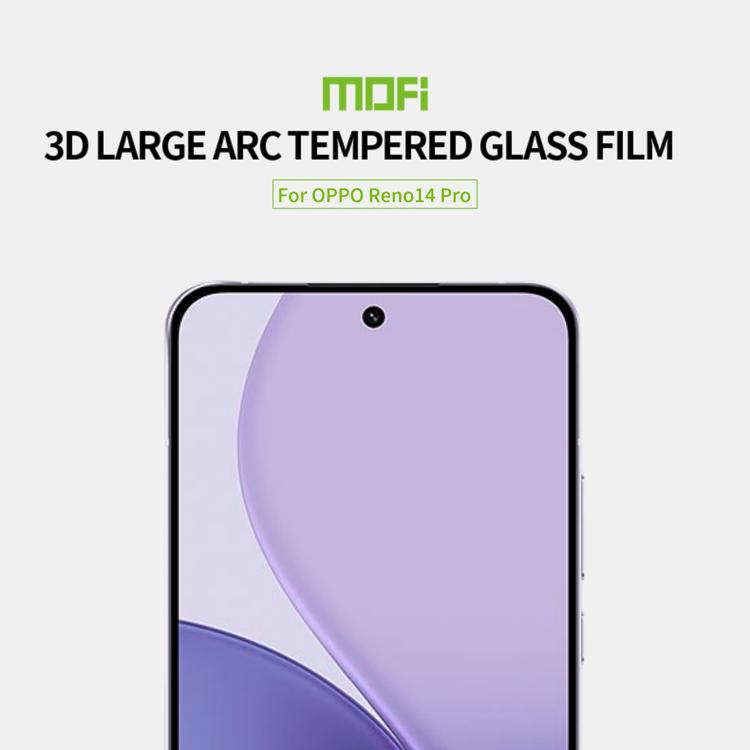 For OPPO Reno14 Pro MOFI 9H 3D Explosion-proof Curved Screen Tempered Glass Film - Black