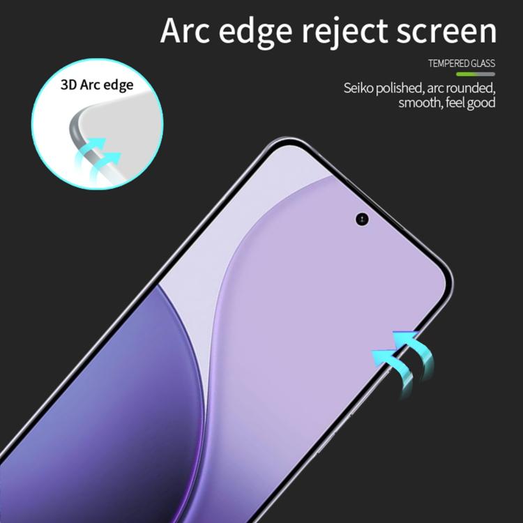For OPPO Reno14 Pro MOFI 9H 3D Explosion-proof Curved Screen Tempered Glass Film - Black