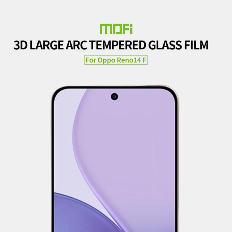 For OPPO Reno14 F MOFI 9H 3D Explosion-proof Curved Screen Tempered Glass Film - Black