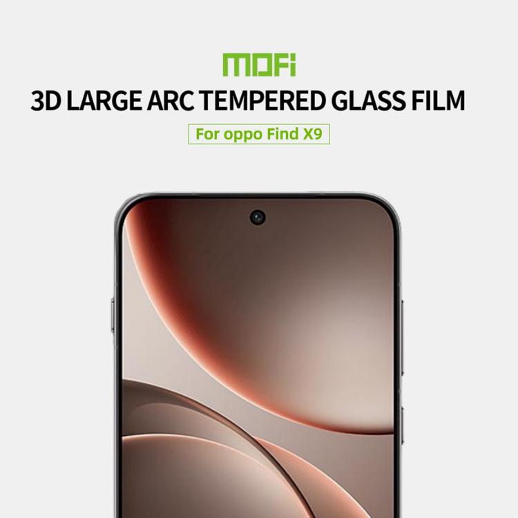 For OPPO Find X9 Unlock MOFI 9H 3D Explosion-proof Curved Screen Tempered Glass Film - Black