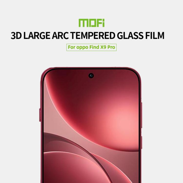 For OPPO Find X9 Pro Unlock MOFI 9H 3D Explosion-proof Curved Screen Tempered Glass Film - Black