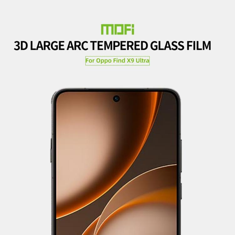 For OPPO Find X9 Ultra MOFI 9H 3D Explosion-proof Curved Screen Tempered Glass Film - Black