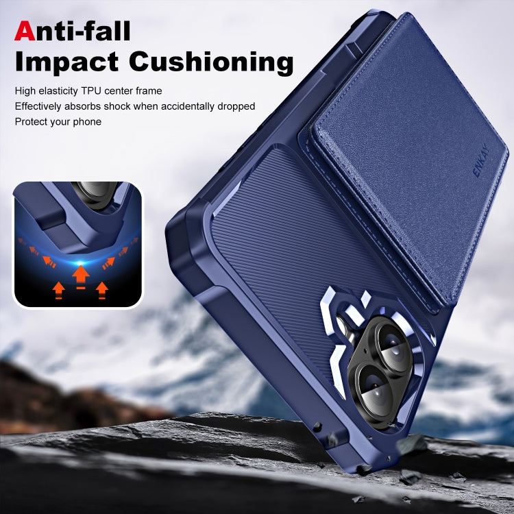 For iPhone 16 ENKAY Hat-Prince Card Slot Wallet TPU Back Leather Phone Case with Lens Film