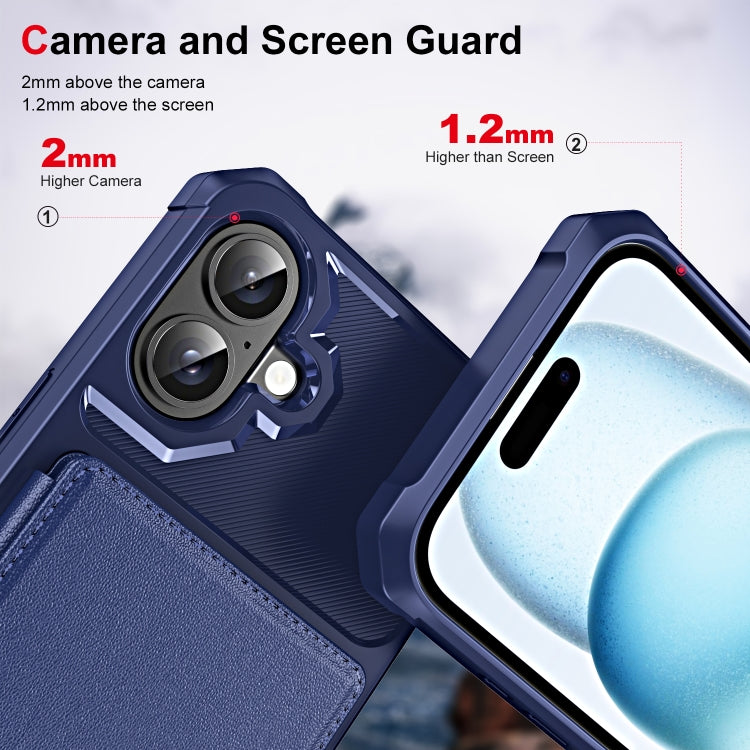 For iPhone 16 ENKAY Hat-Prince Card Slot Wallet TPU Back Leather Phone Case with Lens Film