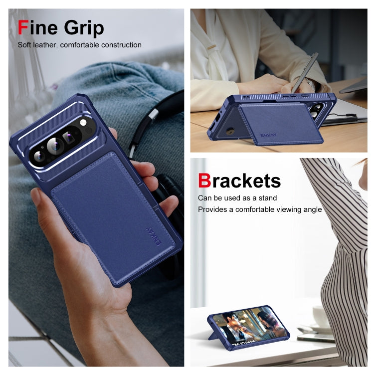 For Google Pixel 9 Pro XL ENKAY Hat-Prince Card Slot Wallet TPU Back Leather Phone Case with Lens Film