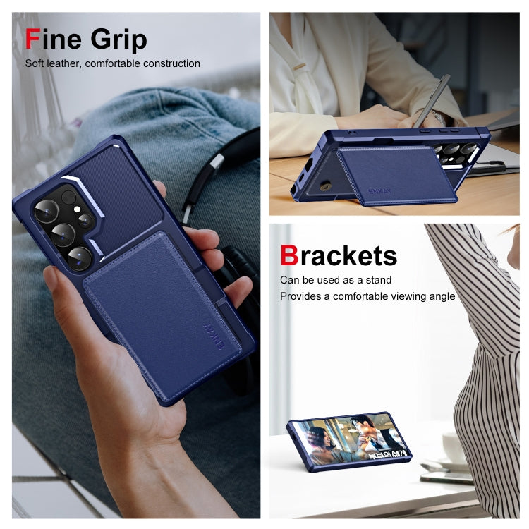 For Samsung Galaxy S24 Ultra 5G ENKAY Hat-Prince Card Slot Wallet TPU Back Leather Phone Case with Lens Film