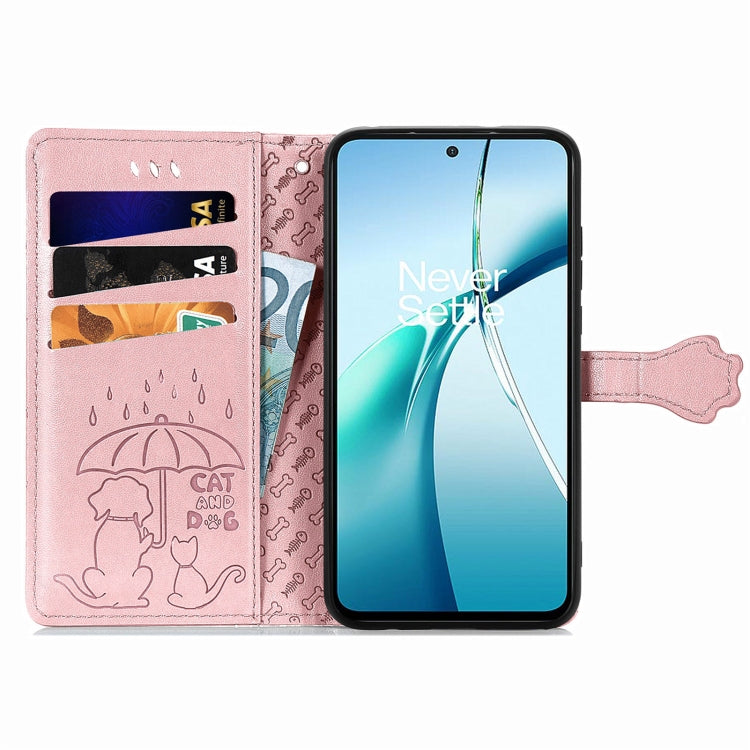 For vivo Y300 Pro Cat and Dog Embossed Leather Phone Case