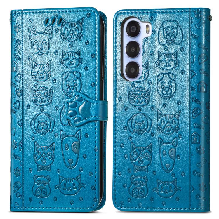 For ZTE Nubia S 5G Cat and Dog Embossed Leather Phone Case