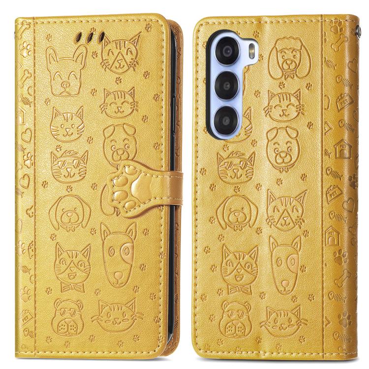 For ZTE Nubia S 5G Cat and Dog Embossed Leather Phone Case