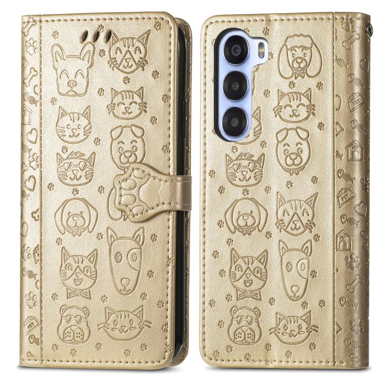 For ZTE Nubia S 5G Cat and Dog Embossed Leather Phone Case