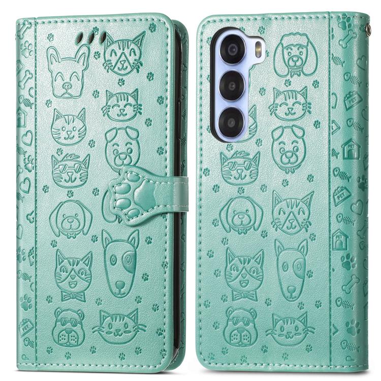 For ZTE Nubia S 5G Cat and Dog Embossed Leather Phone Case