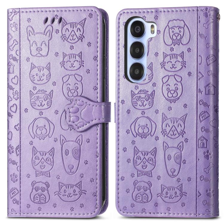 For ZTE Nubia S 5G Cat and Dog Embossed Leather Phone Case