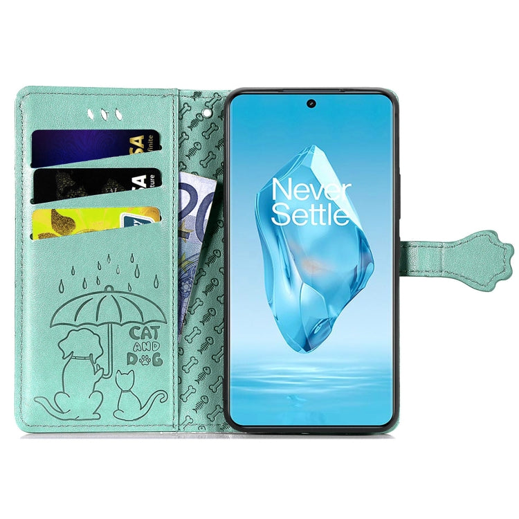 For OnePlus Ace 3 Pro Cat and Dog Embossed Leather Phone Case