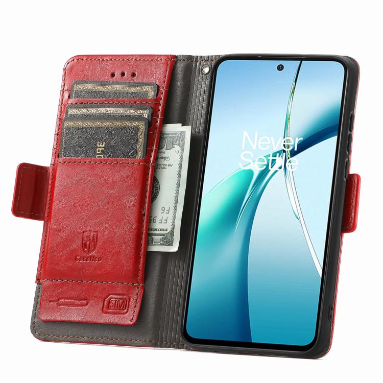 For OnePlus 15 CaseNeo Splicing Dual Magnetic Buckle Leather Phone Case