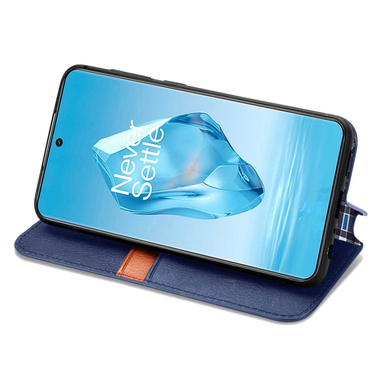 For OnePlus Ace 3 Pro Cubic Grid Pressed Magnetic Leather Phone Case