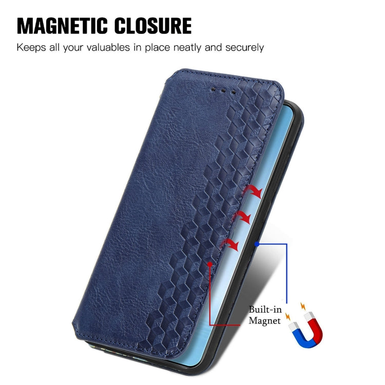 For OnePlus Ace 3 Pro Cubic Grid Pressed Magnetic Leather Phone Case