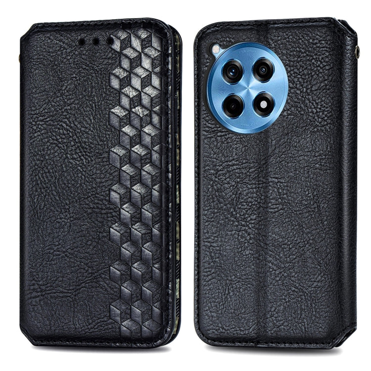 For OnePlus Ace 3 Pro Cubic Grid Pressed Magnetic Leather Phone Case