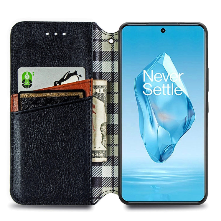 For OnePlus Ace 3 Pro Cubic Grid Pressed Magnetic Leather Phone Case