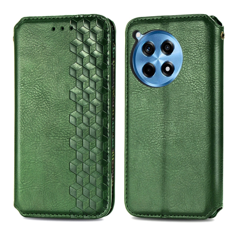 For OnePlus Ace 3 Pro Cubic Grid Pressed Magnetic Leather Phone Case