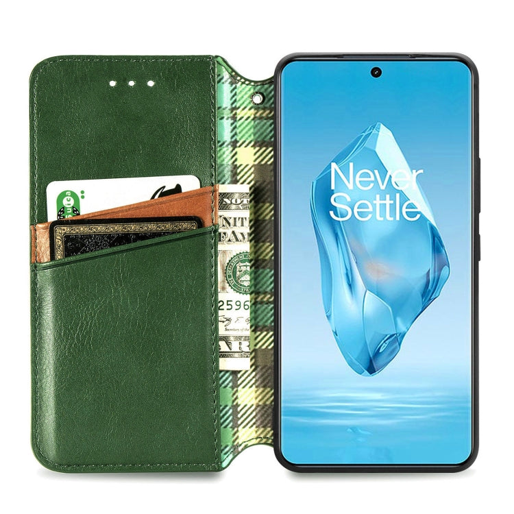 For OnePlus Ace 3 Pro Cubic Grid Pressed Magnetic Leather Phone Case