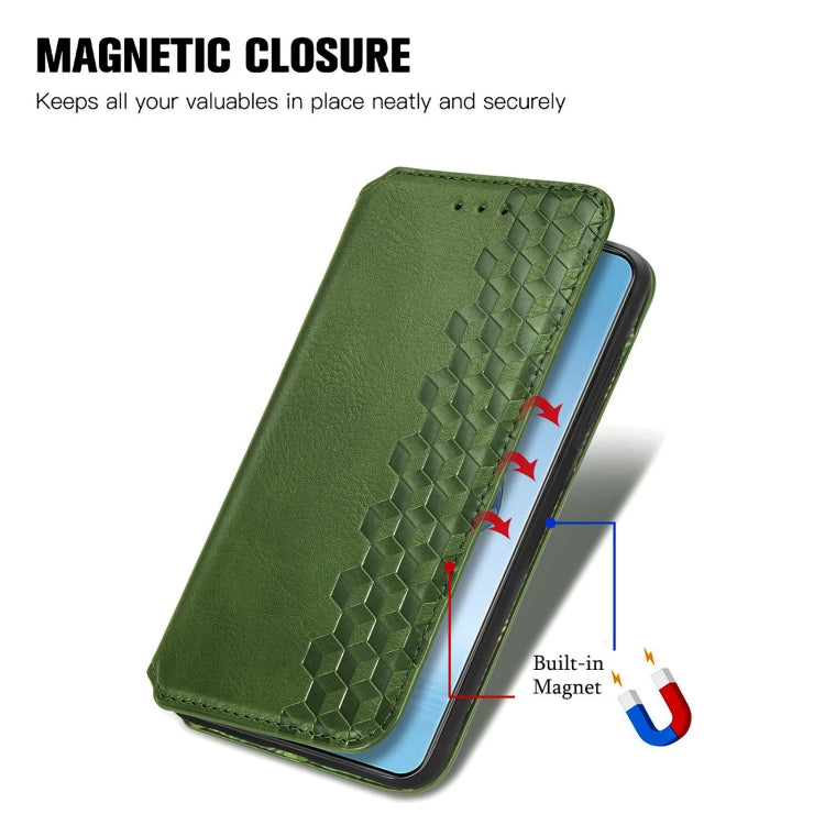 For OnePlus Ace 3 Pro Cubic Grid Pressed Magnetic Leather Phone Case
