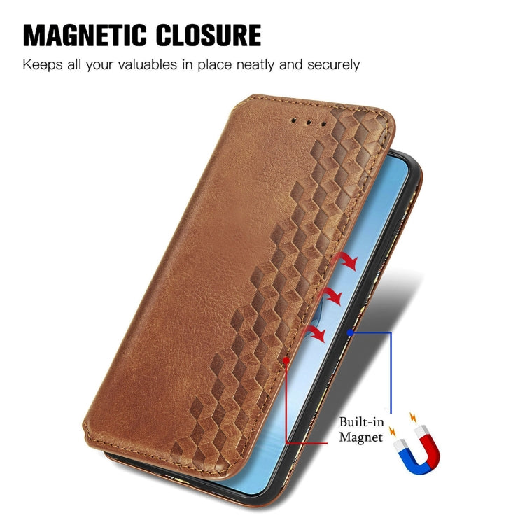 For OnePlus Ace 3 Pro Cubic Grid Pressed Magnetic Leather Phone Case